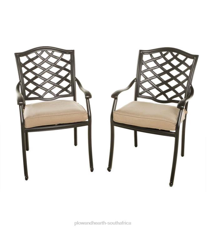 Houseware Plow & Hearth Park Grove Cast Aluminum Outdoor Armchairs with Cushions, Set of 2 NFLB3216