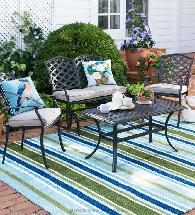 Houseware Plow & Hearth Park Grove Cast Aluminum Outdoor Armchairs with Cushions, Set of 2 NFLB3216