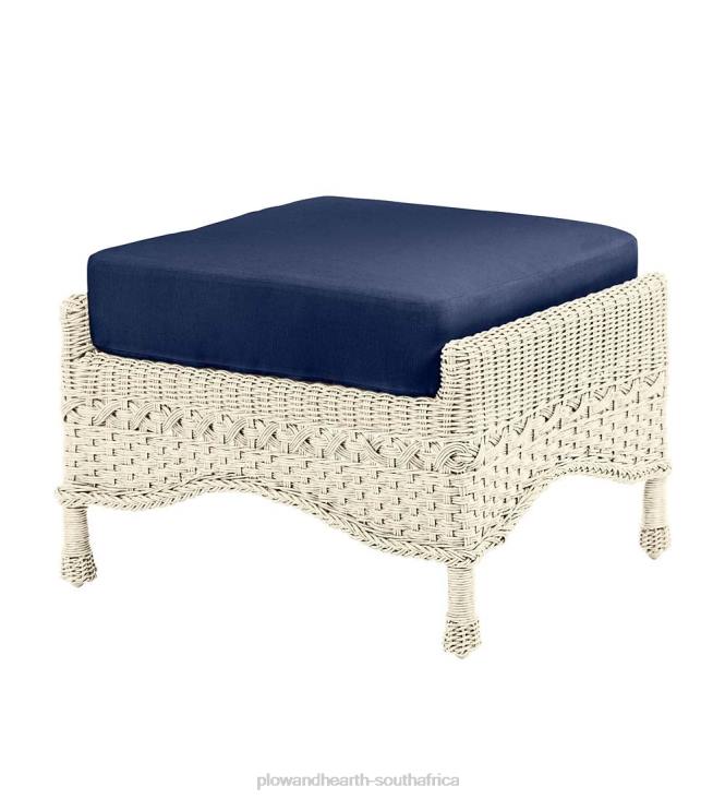 Houseware Plow & Hearth Prospect Hill Outdoor Wicker Deep Seating Ottoman with Cushion - Driftwood with Forest Green Cushion NFLB1112