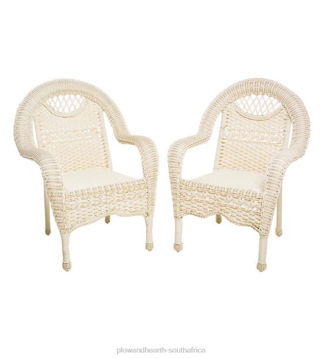 Houseware Plow & Hearth Prospect Hill Wicker Chairs, Set of 2 - Cloud White NFLB1118