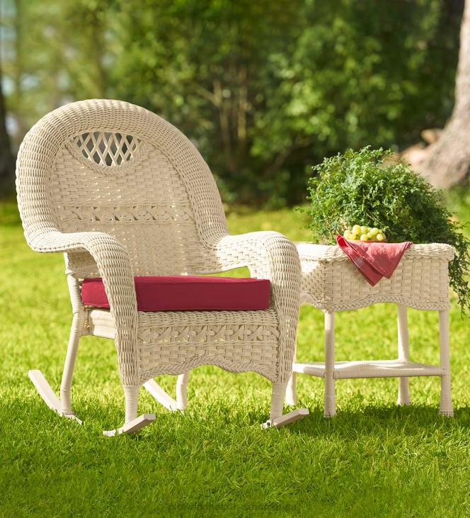 Houseware Plow & Hearth Prospect Hill Wicker Rocking Chair - Cloud White NFLB1106