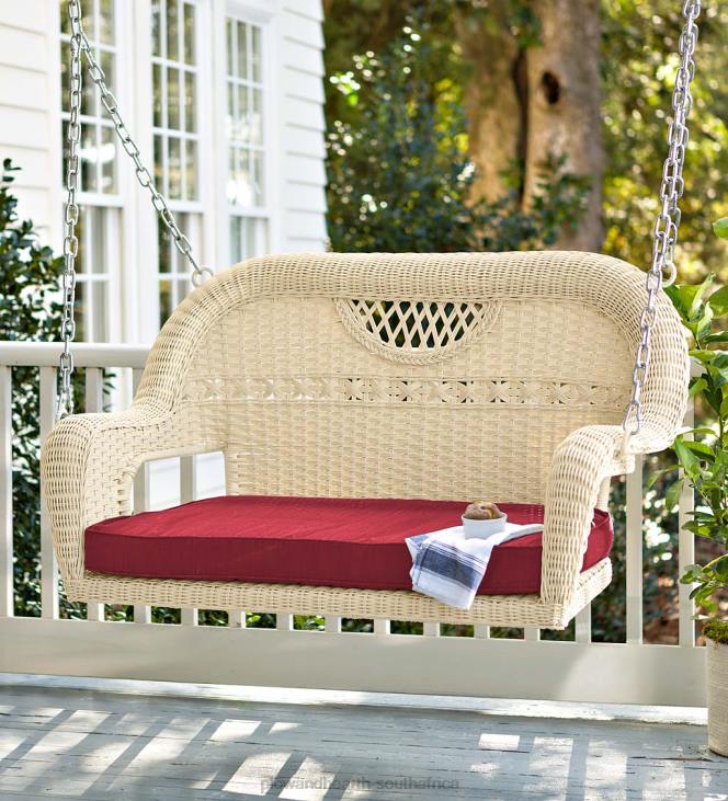 Houseware Plow & Hearth Prospect Hill Wicker Swing - Cloud White NFLB3233