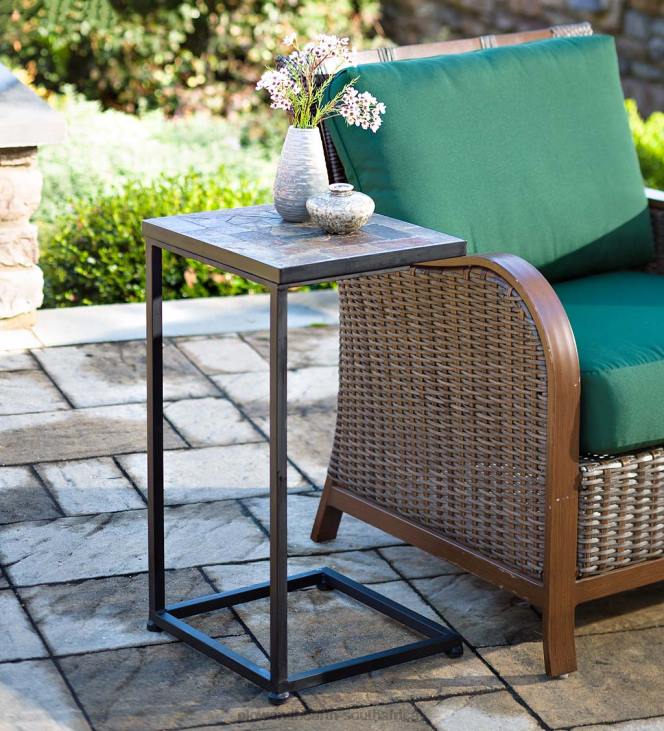 Houseware Plow & Hearth Slate Mosaic Pull-Up Side Table NFLB1088