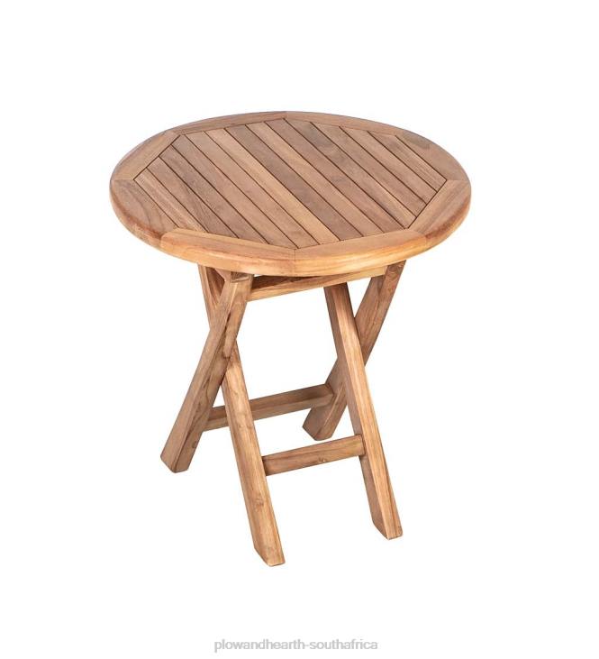Houseware Plow & Hearth Small Round Teak Folding Side Table NFLB1164