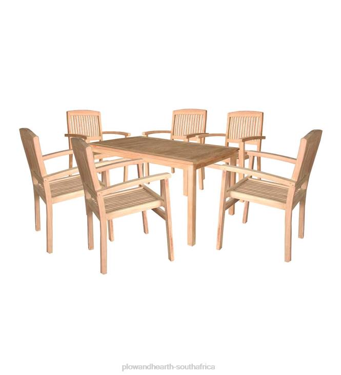Houseware Plow & Hearth Teak Dining Set, 7-Piece Set NFLB1103