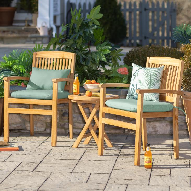 Houseware Plow & Hearth Teak Wood Chairs, Set of 2 NFLB1121