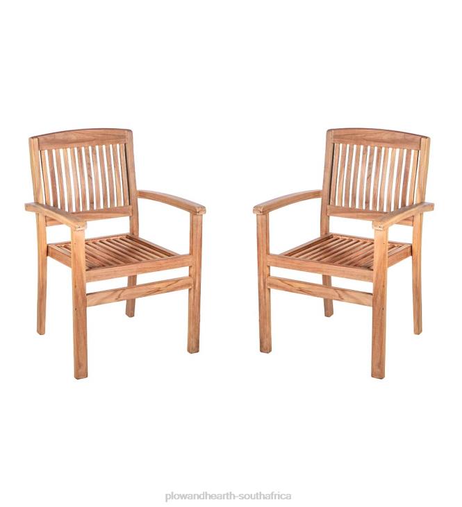 Houseware Plow & Hearth Teak Wood Chairs, Set of 2 NFLB1121