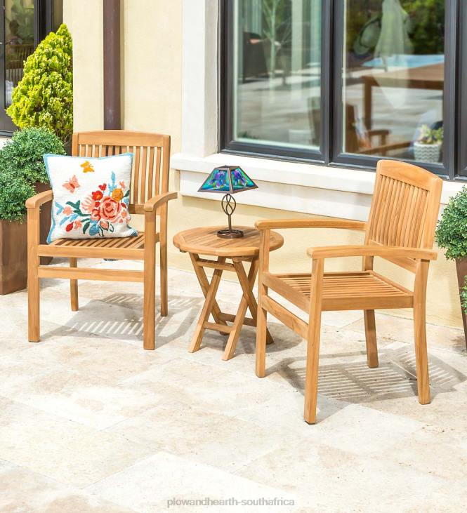 Houseware Plow & Hearth Teak Wood Chairs, Set of 2 NFLB1121
