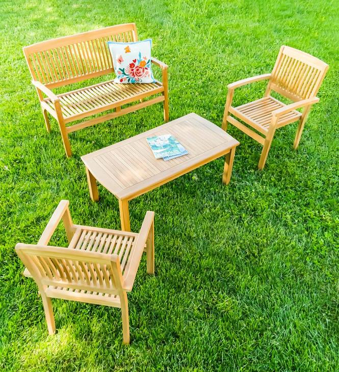 Houseware Plow & Hearth Teak Wood Chairs, Set of 2 NFLB1121