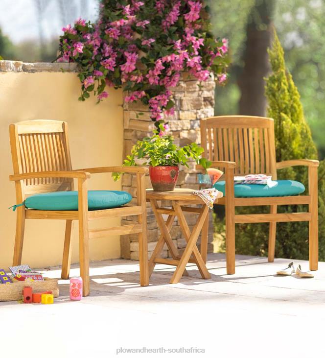 Houseware Plow & Hearth Teak Wood Chairs, Set of 2 NFLB1121