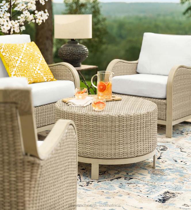 Houseware Plow & Hearth Urbanna Driftwood Premium Wicker Four Piece Set with Cushions - Midnight Navy NFLB1158
