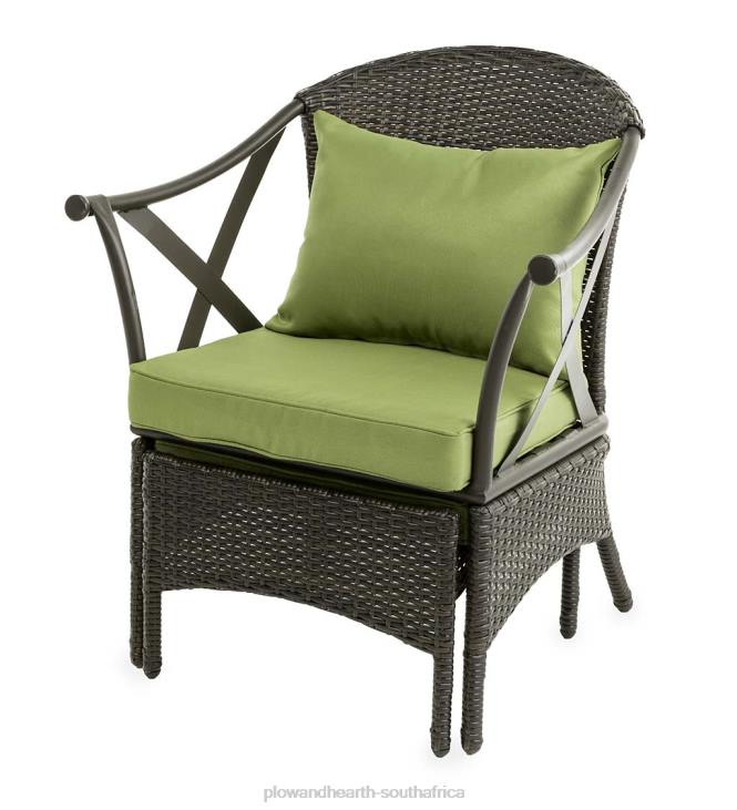 Houseware Plow & Hearth Wicker Patio Furniture Set with Cushions - Light Green NFLB1099