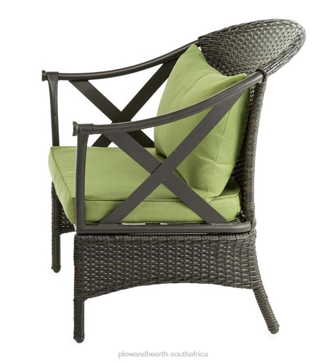 Houseware Plow & Hearth Wicker Patio Furniture Set with Cushions - Light Green NFLB1099