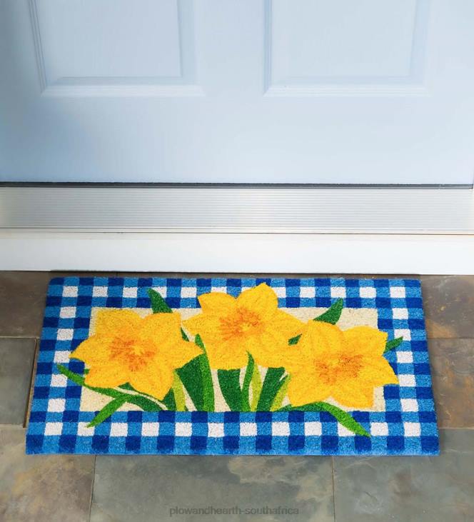 Houseware Plow & Hearth Buffalo Check Daffodils Coir Mat NFLB1386