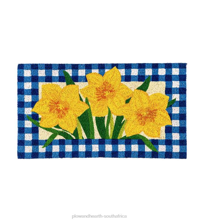 Houseware Plow & Hearth Buffalo Check Daffodils Coir Mat NFLB1386