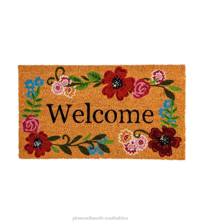 Houseware Plow & Hearth Floral Framed Coir Fiber Welcome Mat NFLB1459