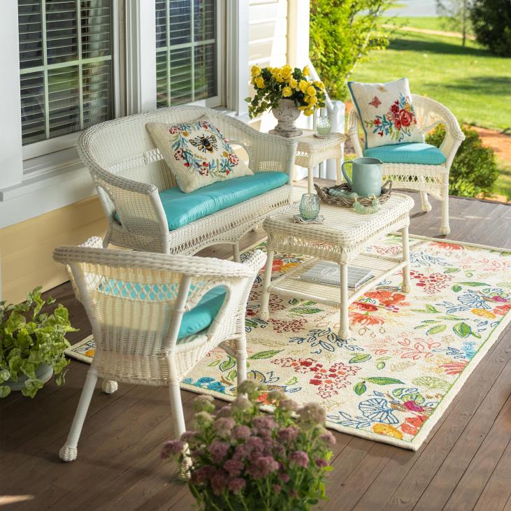 Houseware Plow & Hearth Indoor/Outdoor Flower Field Polypropylene Rug NFLB1285