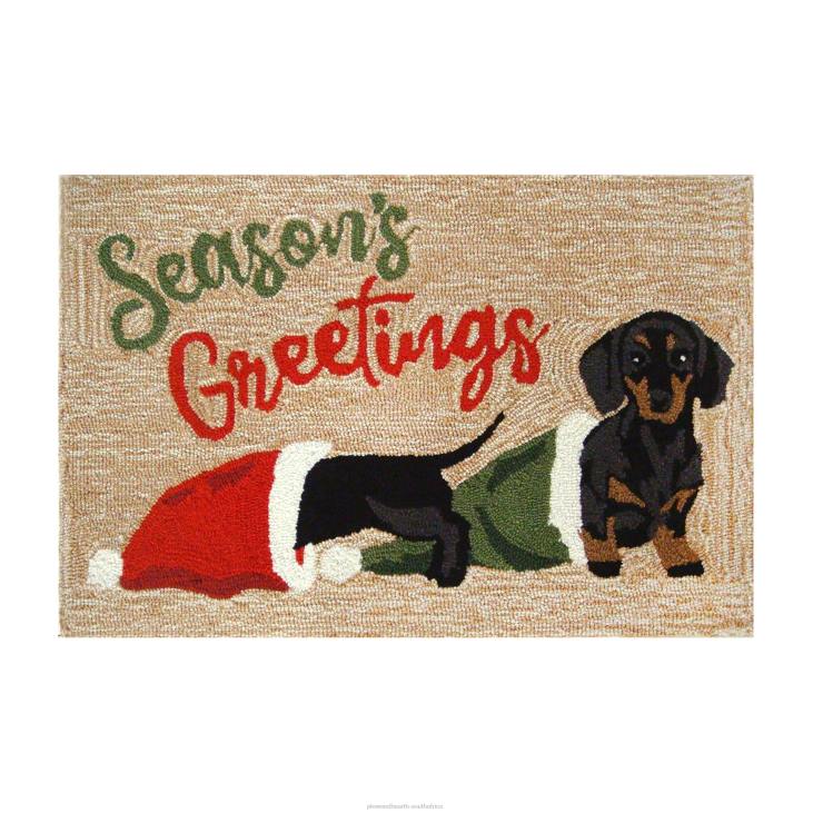 Houseware Plow & Hearth Indoor/Outdoor Hand-Hooked Christmas Dachshunds Accent Rug NFLB1338