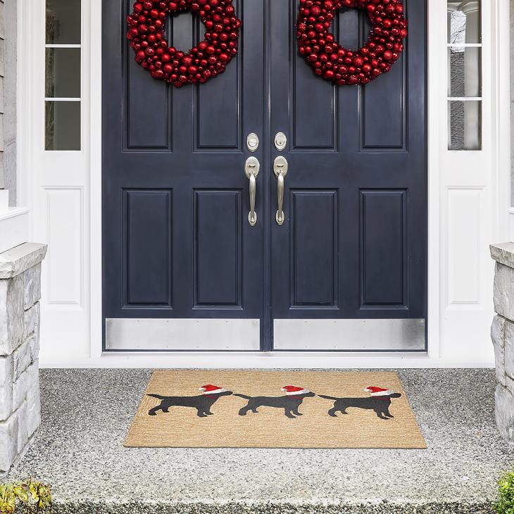 Houseware Plow & Hearth Indoor/Outdoor Hand-Hooked Christmas Dogs Accent Rug NFLB1333