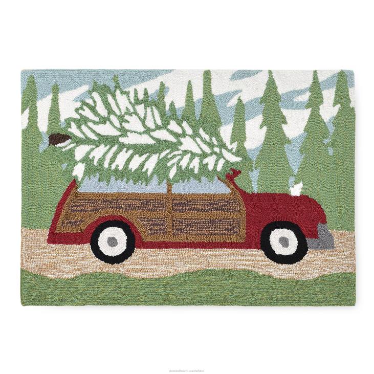 Houseware Plow & Hearth Indoor/Outdoor Hand-Hooked Christmas Pine Accent Rug NFLB1321