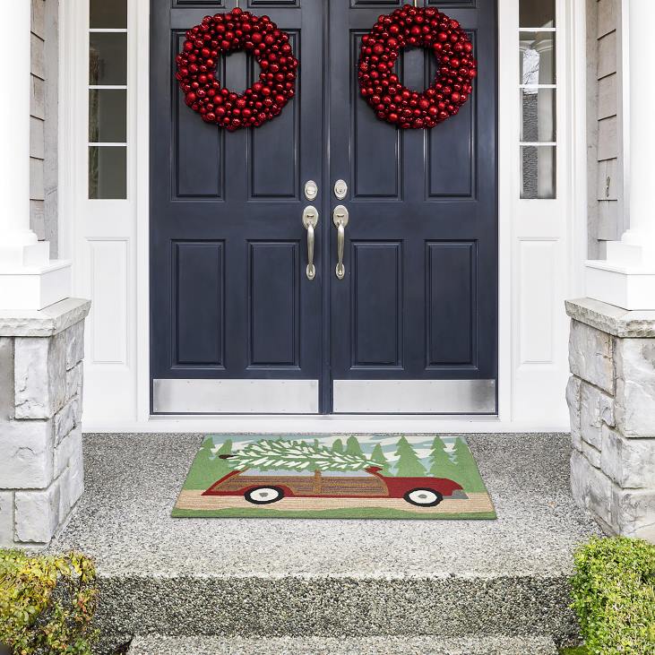 Houseware Plow & Hearth Indoor/Outdoor Hand-Hooked Christmas Pine Accent Rug NFLB1321