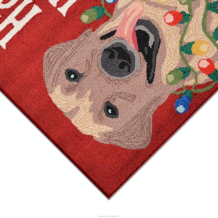 Houseware Plow & Hearth Indoor/Outdoor Hand-Hooked Happy Holidays Lab Accent Rug NFLB1315