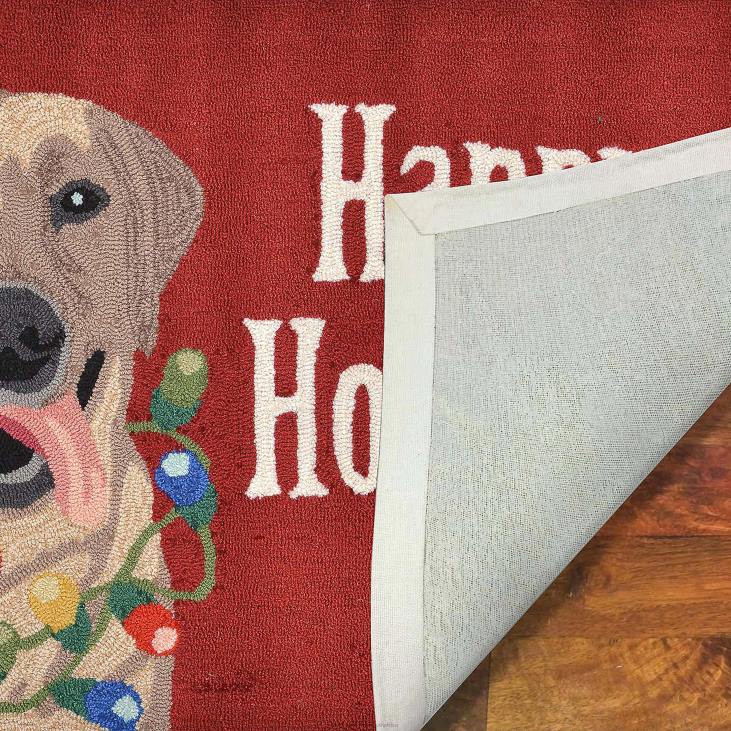Houseware Plow & Hearth Indoor/Outdoor Hand-Hooked Happy Holidays Lab Accent Rug NFLB1315