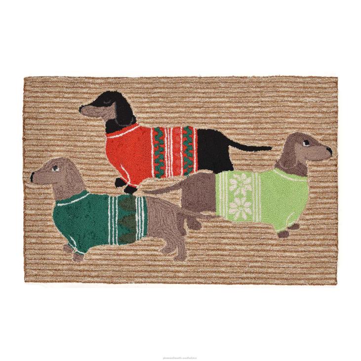 Houseware Plow & Hearth Indoor/Outdoor Hand-Hooked Holiday Sweater Dogs Accent Rug NFLB1336