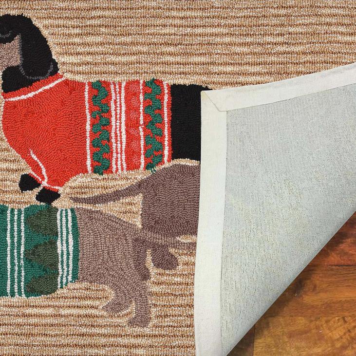 Houseware Plow & Hearth Indoor/Outdoor Hand-Hooked Holiday Sweater Dogs Accent Rug NFLB1336