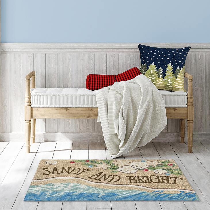 Houseware Plow & Hearth Indoor/Outdoor Hand-Hooked Sandy and Bright Accent Rug NFLB1314