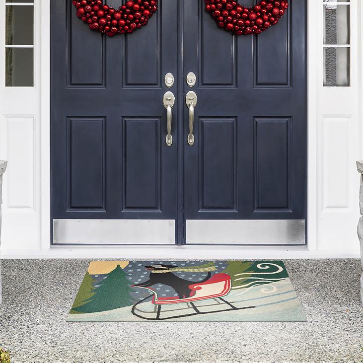 Houseware Plow & Hearth Indoor/Outdoor Hand-Hooked Sleigh Dog Accent Rug NFLB1329