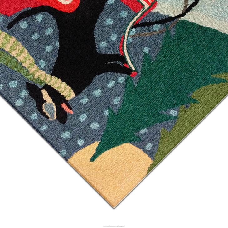 Houseware Plow & Hearth Indoor/Outdoor Hand-Hooked Sleigh Dog Accent Rug NFLB1329