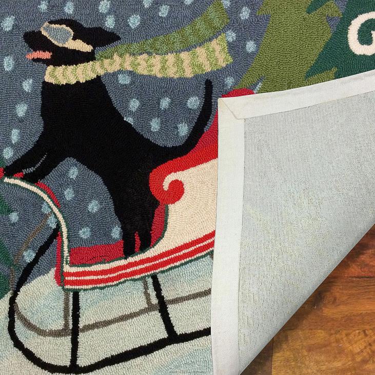 Houseware Plow & Hearth Indoor/Outdoor Hand-Hooked Sleigh Dog Accent Rug NFLB1329