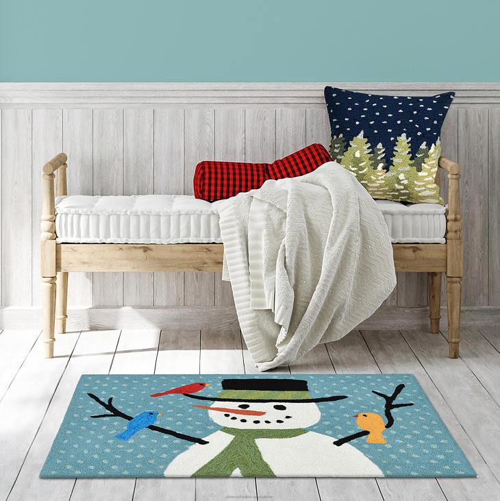 Houseware Plow & Hearth Indoor/Outdoor Hand-Hooked Snowman and Birds Accent Rug NFLB1316