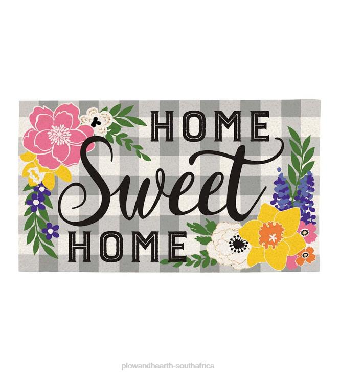 Houseware Plow & Hearth Indoor/Outdoor Home Sweet Home Plaid Coir Fiber Mat NFLB1383