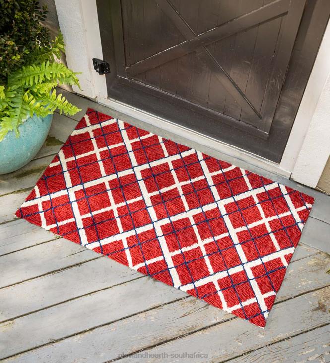 Houseware Plow & Hearth Indoor/Outdoor Patriotic Plaid Polypropylene Hooked Rug NFLB1322