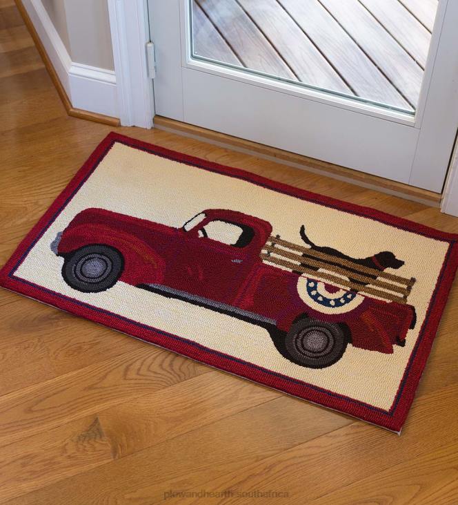 Houseware Plow & Hearth Indoor/Outdoor Patriotic Pooch Hooked Polypropylene Accent Rug NFLB1313