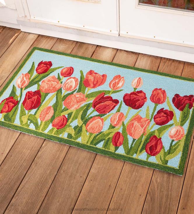 Houseware Plow & Hearth Indoor/Outdoor Pink Tulips Hooked Polypropylene Accent Rug NFLB1347
