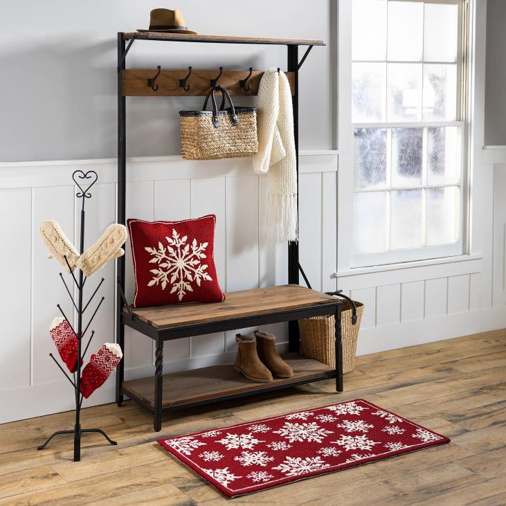Houseware Plow & Hearth Indoor/Outdoor Snowflakes Holiday Hooked Accent Rug NFLB1282