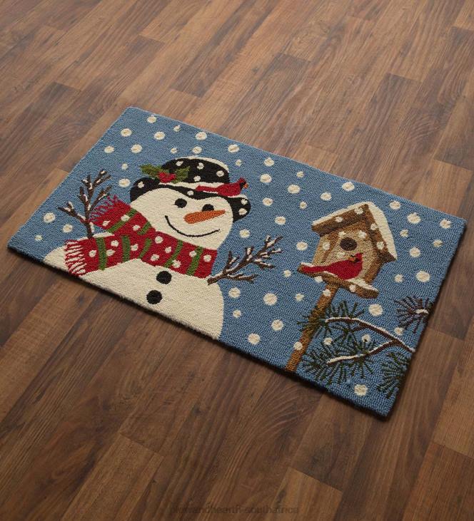 Houseware Plow & Hearth Indoor/Outdoor Snowman & Birdhouse Hooked Polypropylene Accent Rug NFLB1278