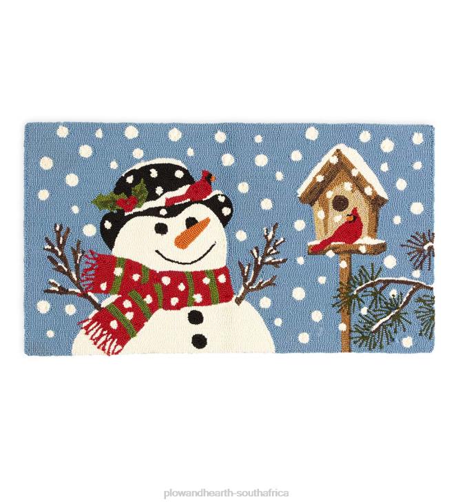 Houseware Plow & Hearth Indoor/Outdoor Snowman & Birdhouse Hooked Polypropylene Accent Rug NFLB1278