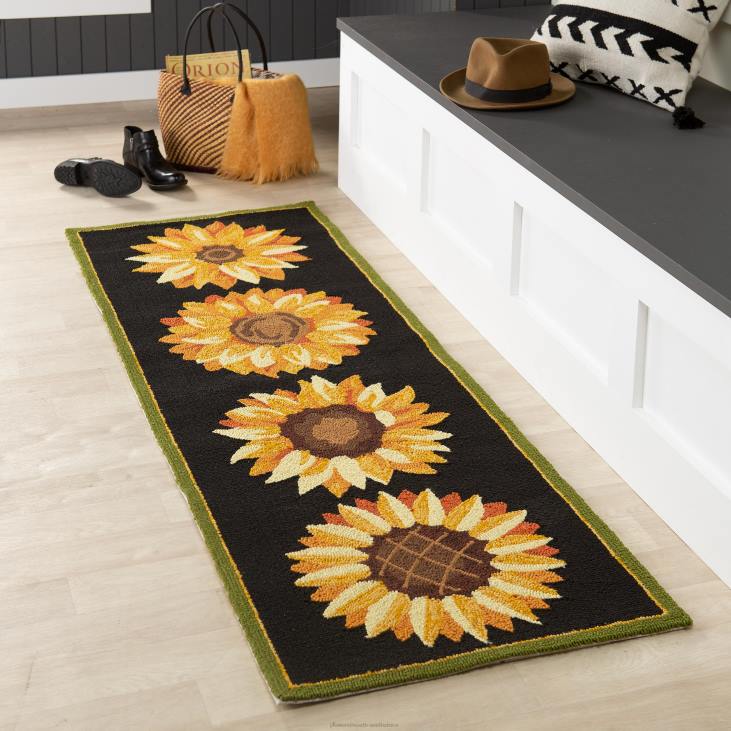 Houseware Plow & Hearth Indoor/Outdoor Sunflower Fields Hand-Hooked Polypropylene Runner NFLB1306