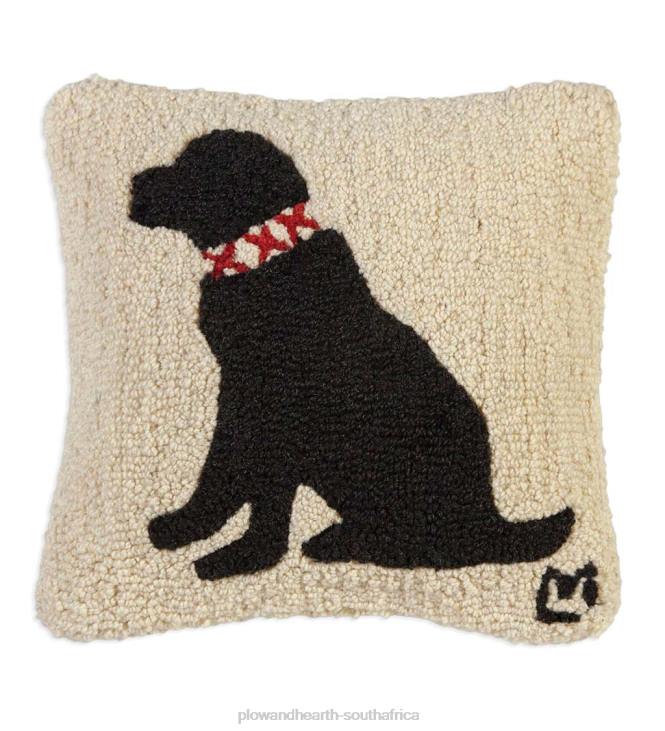 Houseware Plow & Hearth Black Lab Hand-Hooked Wool Throw Pillow NFLB2391