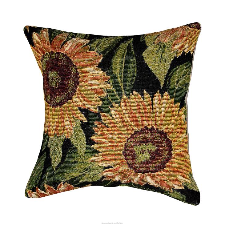 Houseware Plow & Hearth Indoor/Outdoor Black Sunflower Polypropylene Throw Pillow - Black NFLB1245