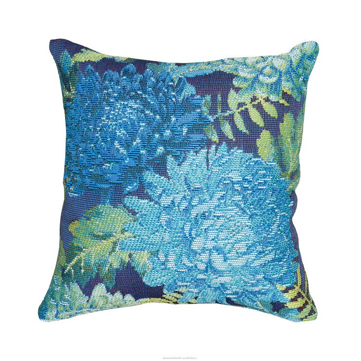 Houseware Plow & Hearth Indoor/Outdoor Chrysanthemum Polypropylene Throw Pillow - Blue NFLB1243