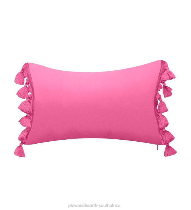 Houseware Plow & Hearth Indoor/Outdoor Colorblock Tassel Lumbar Pillow - Citron NFLB1248