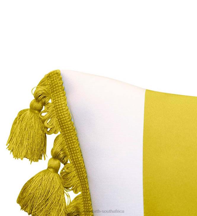 Houseware Plow & Hearth Indoor/Outdoor Colorblock Tassel Lumbar Pillow - Citron NFLB1248