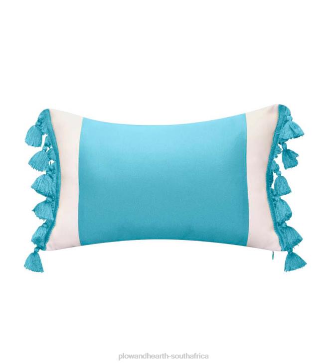 Houseware Plow & Hearth Indoor/Outdoor Colorblock Tassel Lumbar Pillow - Citron NFLB1248