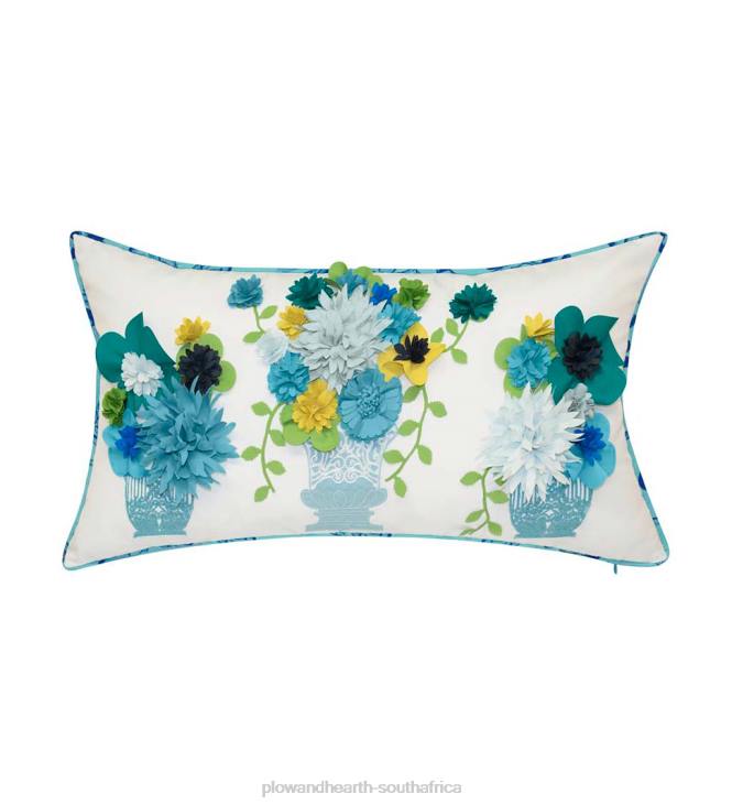 Houseware Plow & Hearth Indoor/Outdoor Embroidered Flower Pots Lumbar Pillow NFLB1228