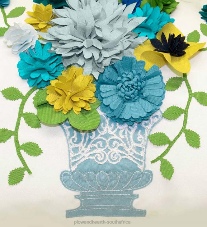 Houseware Plow & Hearth Indoor/Outdoor Embroidered Flower Pots Lumbar Pillow NFLB1228